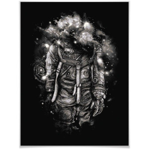 Wall-Art Poster Universum astronaut zwart sterrenstelsel (1 stuk)