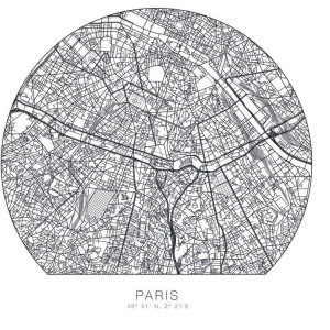 Wall-Art Wandfolie Parijs Behang rond plattegrond (1 stuk)