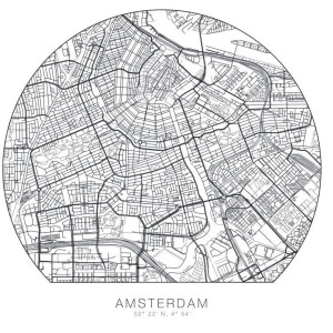 Wall-Art Wandfolie Plattegrond Amsterdam behang (1 stuk)