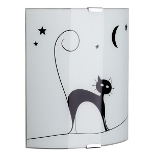 Wandlamp Cat 1xE27 60Watt in wit met zwart