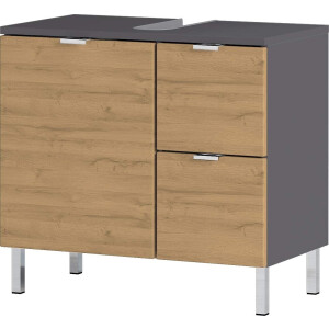 Wastafelonderkast Bruno M 60 cm breed in grandson eiken met grafiet