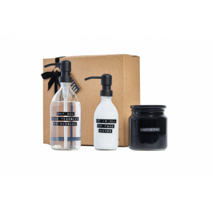 Wellmark Giftbox Handverzorging 3-delig met kaars Helder Glas Zwarte pomp Giftbox Smells Good