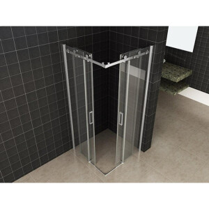 Wiesbaden Entra hoekinstap cabine met 2 schuifdeuren 900 x 900 x 2000 x 8 mm nano helder glas/chroom 20.3857
