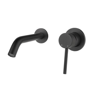 Wiesbaden Ribbd eenhendel wastafelkraan met coldstart inbouw compleet mat zwart 29.5332