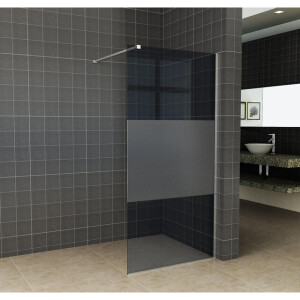 Wiesbaden Slim inloopdouche 110x200cm 8mm nano glas gedeeltelijk mat rookglas chroom sw203913/sw373480
