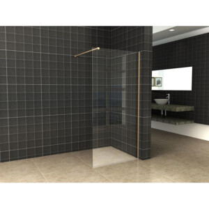 Wiesbaden Slim inloopdouche met messing profiel en stabilisatiestang 90x200cm 8mm helder Nano glas sw203908/sw295910