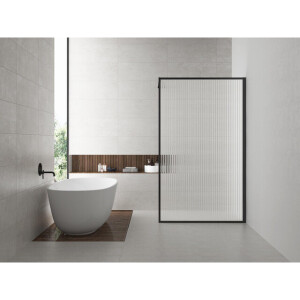 Wiesbaden Square inloopdouche 1200x2000 8mm nano geribbeld helder glas/mat zwart 20.3322