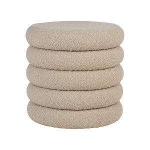 Willemijn poef bouclé beige - met opbergruimte - Ø 44 cm