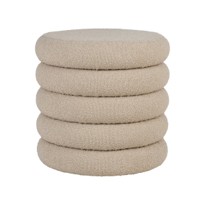 Willemijn poef bouclé beige - met opbergruimte - Ø 44 cm