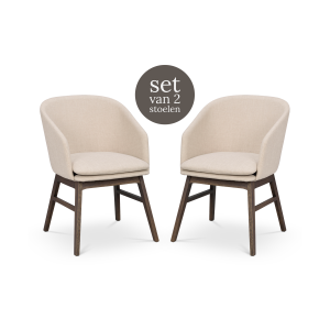Windham eetkamerstoel beige - donker eiken onderstel - set van 2
