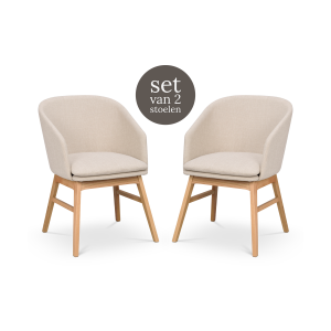 Windham eetkamerstoel beige - naturel eiken onderstel - set van 2