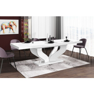 Uitschuifbare eettafel Viva 160 tot 256 cm breed in hoogglans wit