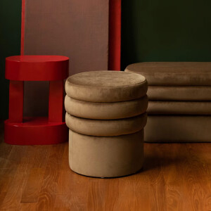 Dutchbone Hocker 'Aditi' Velvet, kleur Bruin