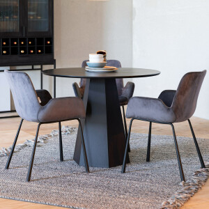 Zuiver Ronde Eettafel 'Pilar' Essenhout, 100cm, kleur Zwart