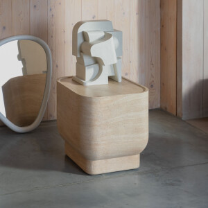 Zuiver Vierkante Bijzettafel 'Noble' Travertinlook, 45 x 45cm