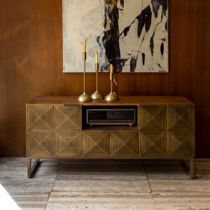 Dutchbone TV-meubel 'Volan' mangohout 135cm, kleur goud