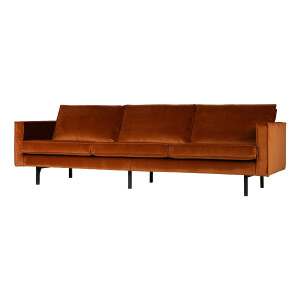 WOOOD Bank 3-zits 'Rodeo' Velvet, 277cm, kleur Roestbruin