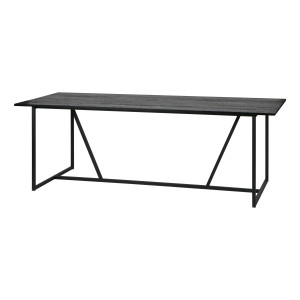 WOOOD Eettafel 'Silas' Eiken 220 x 90cm, kleur zwart