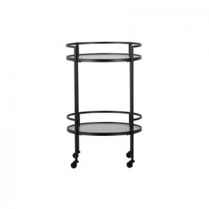 WOOOD Exclusive Zora Trolley - Metaal/Glas - Zwart - 79x50x50