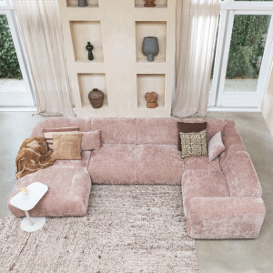 WOOOD Hoekbank 'Cloud' Hoek Rechts, Chenille, kleur Roze