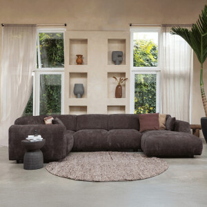 WOOOD Hoekbank 'Cloud' Links, Chenille, kleur Warm Bruin