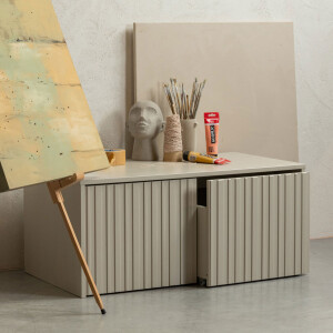 WOOOD Kistbank 'New Gravure' Grenenhout, kleur Dust