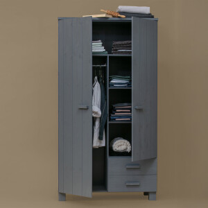 WOOOD Kledingkast 'Dennis', kleur Steel grey