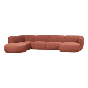 WOOOD Lounge U-Bank 'Polly' Links, Woven, kleur Roze