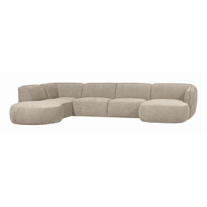 WOOOD Lounge U-Bank 'Polly' Links, Woven, kleur Zand