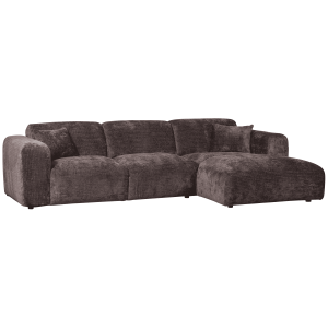 WOOOD Loungebank 'Cloud' Rechts, Chenille, kleur Warm Bruin