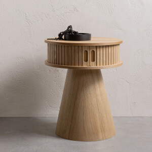 WOOOD Rond Nachtkastje 'Karri' Populierenhout, 38cm