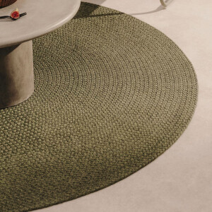 Kave Home Rond Vloerkleed 'Despas' 200cm, kleur Donkergroen