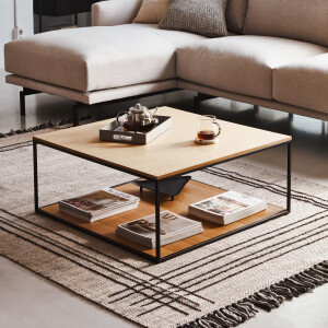 Kave Home Salontafel 'Yoana' Eiken en metaal, 80 x 80cm