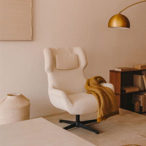 Kave Home Draaibare Fauteuil 'Zalina' Bouclé, kleur Wit