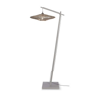 GOOD&MOJO Vloerlamp 'Zanzibar' Bamboe en rotan, 176cm, kleur Wit