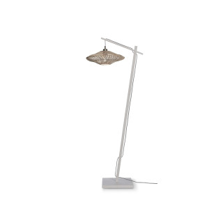 GOOD&MOJO Vloerlamp 'Zanzibar' Bamboe en rotan, 150cm, kleur Wit