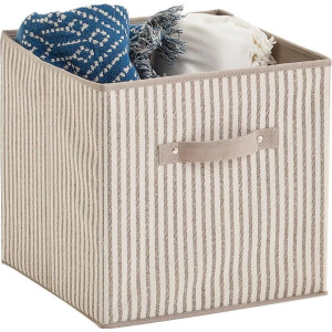 Zeller Present Opbergbox Strepen opvouwbaar, fleece, beige