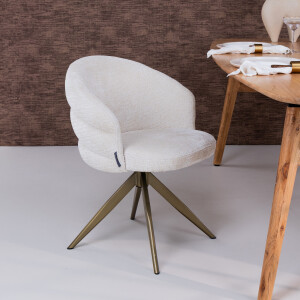 Richmond Draaibare Eetkamerstoel 'Zendaya' Chenille, kleur Beige