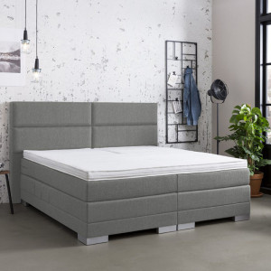 Dekbed Discounter Elektrische Boxspringset - Thor 180 x 200, Matrassen: 2x Medium (<120 kg), Kleur: Stof Lichtgrijs