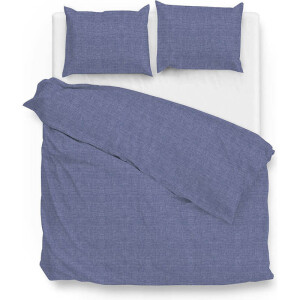 Dekbedovertrek Lino Katoen - Bonnet Blue - Tweepersoons (200x200 Cm) - Blauw Katoen - Ruiten - Zo!Home - Dekbed-Discounter.nl