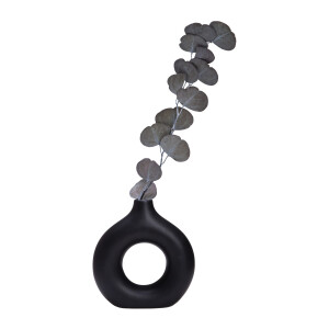 QUVIO Ronde donut vaas - Keramiek - 19 cm - Zwart
