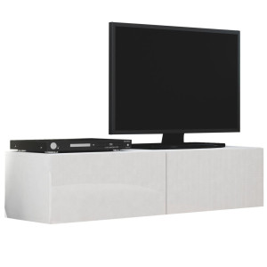 Zwevend tv-meubel Livo 160 cm breed in wit met hoogglans wit