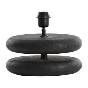 Light & Living Tafellamp 'Eboli' Mangohout, Ø25cm, kleur Mat Zwart (excl. kap)