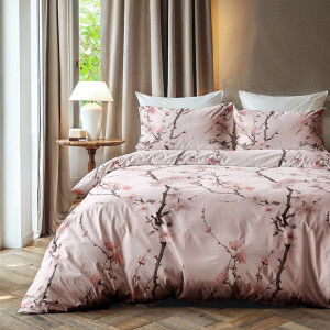 Dekbedovertrek Blossom White - Eenpersoons (140x200 Cm) - Roze Microvezel - Natuur - Zydante - Dekbed-Discounter.nl