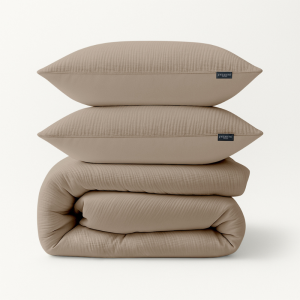 Dekbedovertrek Mousseline - Tweepersoons (200x200 Cm) - Taupe Microvezel - Effen - Zydante - Dekbed-Discounter.nl