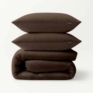 2e -50% | Dekbedovertrek Mousseline - Lits-Jumeaux (240x220 Cm) - Bruin Microvezel - Effen - Zydante - Dekbed-Discounter.nl
