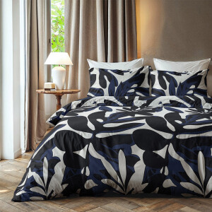 Dekbedovertrek Painted Leafs - Lits-Jumeaux (240x220 Cm) - Blauw Microvezel - Natuur - Zydante - Dekbed-Discounter.nl