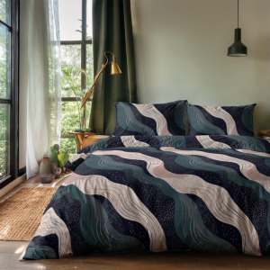 Dekbedovertrek Painted Swirls - Eenpersoons (140x200 Cm) - Taupe Microvezel - Natuur - Zydante - Dekbed-Discounter.nl