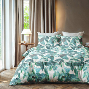 Dekbedovertrek Stylish Green - Lits-Jumeaux (240x220 Cm) - Groen Microvezel - Bloemen - Zydante - Dekbed-Discounter.nl