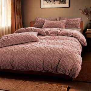 Dekbedovertrek Teddy Jacquard - Roze - Tweepersoons (200x200 Cm) - Roze Microvezel - Patroon - Zydante - Dekbed-Discounter.nl